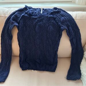 Purple Textured Long Sleeve Free People Shirt